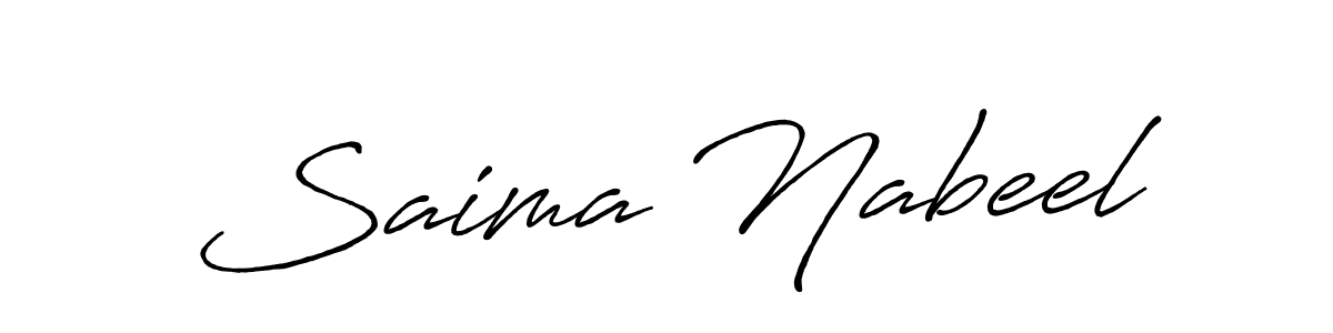 Make a beautiful signature design for name Saima Nabeel. Use this online signature maker to create a handwritten signature for free. Saima Nabeel signature style 7 images and pictures png