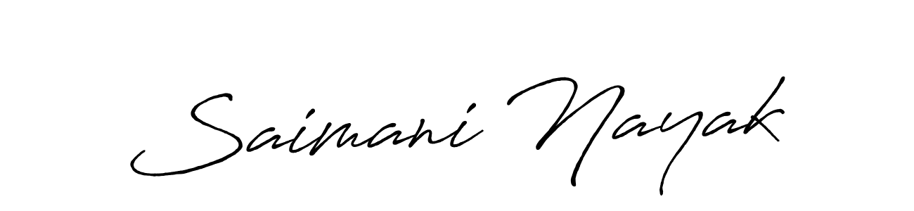 The best way (Antro_Vectra_Bolder) to make a short signature is to pick only two or three words in your name. The name Saimani Nayak include a total of six letters. For converting this name. Saimani Nayak signature style 7 images and pictures png