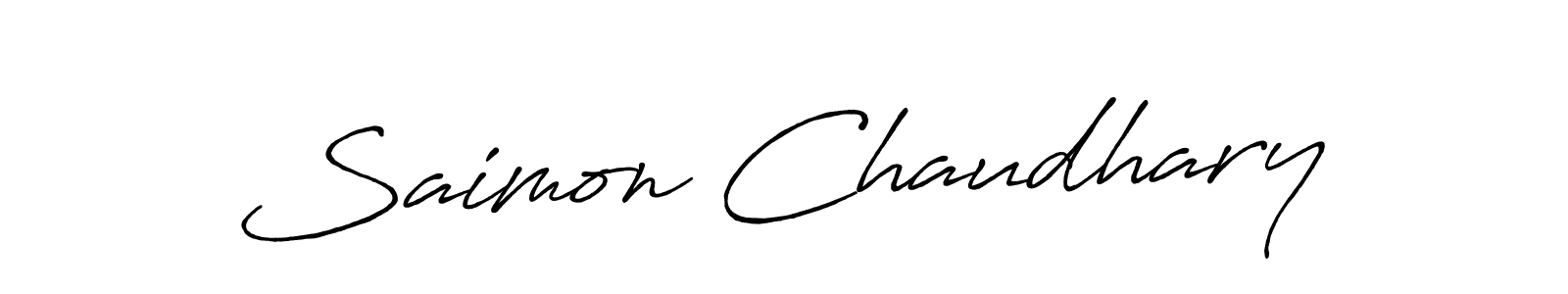 This is the best signature style for the Saimon Chaudhary name. Also you like these signature font (Antro_Vectra_Bolder). Mix name signature. Saimon Chaudhary signature style 7 images and pictures png