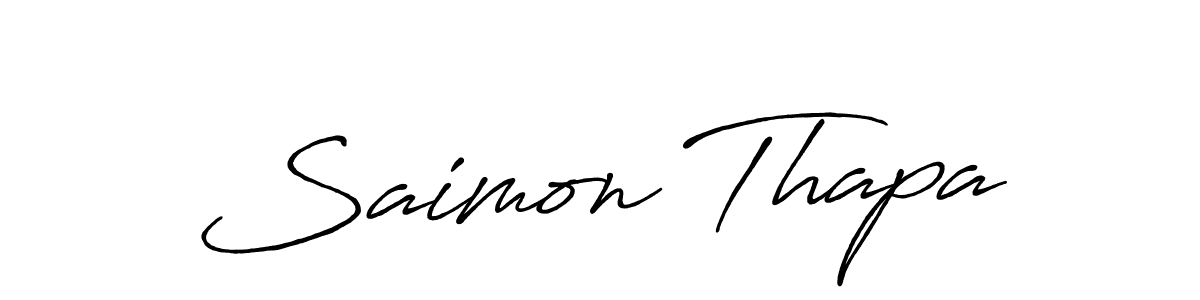 How to make Saimon Thapa signature? Antro_Vectra_Bolder is a professional autograph style. Create handwritten signature for Saimon Thapa name. Saimon Thapa signature style 7 images and pictures png