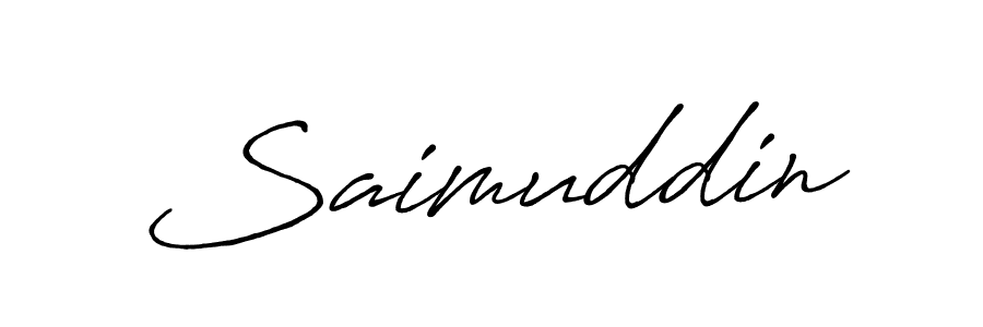 Use a signature maker to create a handwritten signature online. With this signature software, you can design (Antro_Vectra_Bolder) your own signature for name Saimuddin. Saimuddin signature style 7 images and pictures png
