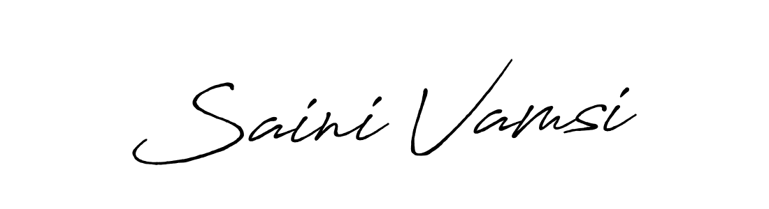 How to make Saini Vamsi name signature. Use Antro_Vectra_Bolder style for creating short signs online. This is the latest handwritten sign. Saini Vamsi signature style 7 images and pictures png