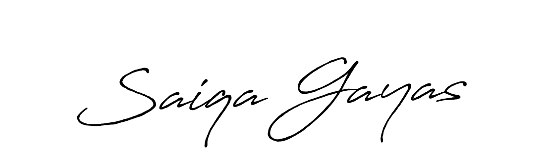 How to make Saiqa Gayas name signature. Use Antro_Vectra_Bolder style for creating short signs online. This is the latest handwritten sign. Saiqa Gayas signature style 7 images and pictures png