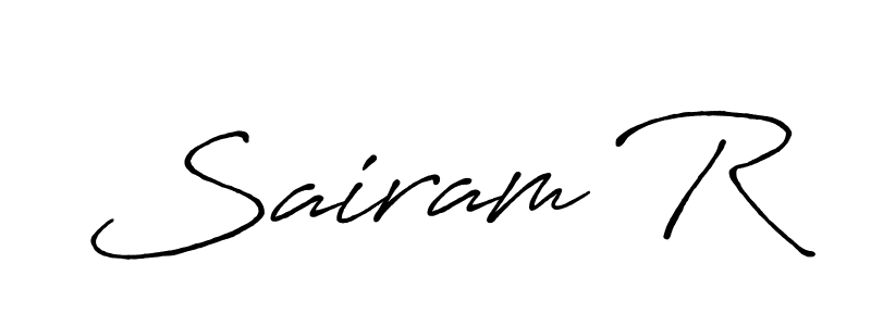 The best way (Antro_Vectra_Bolder) to make a short signature is to pick only two or three words in your name. The name Sairam R include a total of six letters. For converting this name. Sairam R signature style 7 images and pictures png