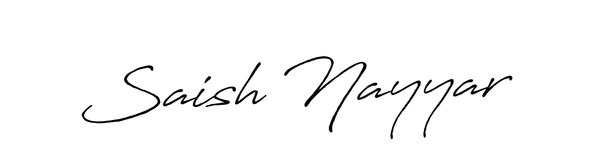 Use a signature maker to create a handwritten signature online. With this signature software, you can design (Antro_Vectra_Bolder) your own signature for name Saish Nayyar. Saish Nayyar signature style 7 images and pictures png