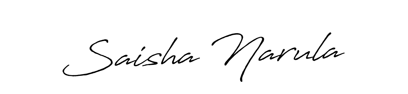 Make a beautiful signature design for name Saisha Narula. With this signature (Antro_Vectra_Bolder) style, you can create a handwritten signature for free. Saisha Narula signature style 7 images and pictures png