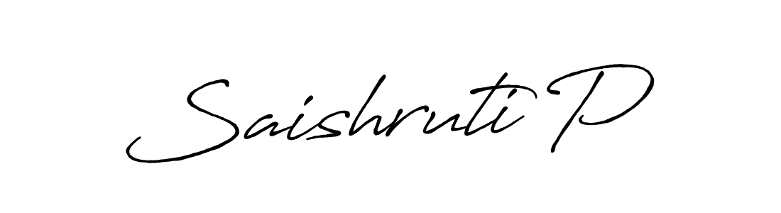 The best way (Antro_Vectra_Bolder) to make a short signature is to pick only two or three words in your name. The name Saishruti P include a total of six letters. For converting this name. Saishruti P signature style 7 images and pictures png