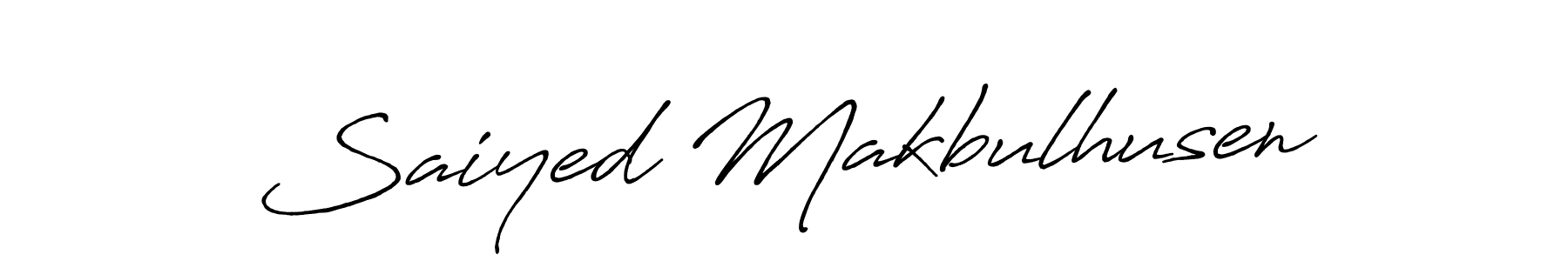 The best way (Antro_Vectra_Bolder) to make a short signature is to pick only two or three words in your name. The name Saiyed Makbulhusen include a total of six letters. For converting this name. Saiyed Makbulhusen signature style 7 images and pictures png