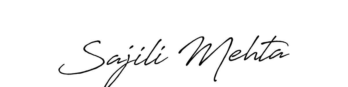 How to make Sajili Mehta name signature. Use Antro_Vectra_Bolder style for creating short signs online. This is the latest handwritten sign. Sajili Mehta signature style 7 images and pictures png