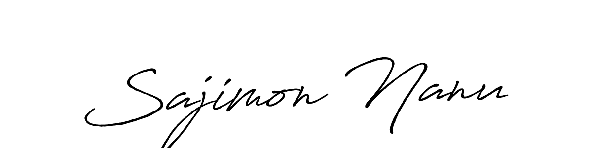 Also You can easily find your signature by using the search form. We will create Sajimon Nanu name handwritten signature images for you free of cost using Antro_Vectra_Bolder sign style. Sajimon Nanu signature style 7 images and pictures png