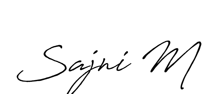 How to make Sajni M name signature. Use Antro_Vectra_Bolder style for creating short signs online. This is the latest handwritten sign. Sajni M signature style 7 images and pictures png