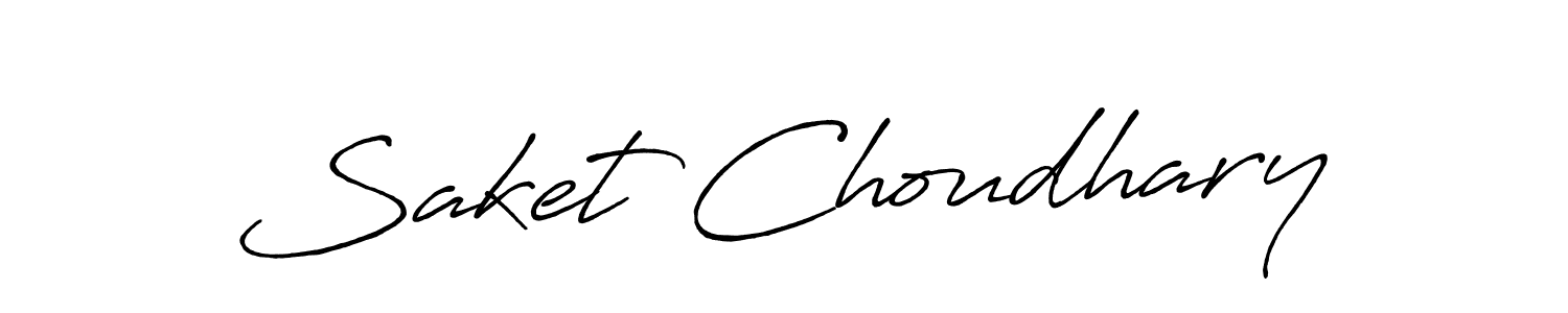 Make a beautiful signature design for name Saket Choudhary. With this signature (Antro_Vectra_Bolder) style, you can create a handwritten signature for free. Saket Choudhary signature style 7 images and pictures png