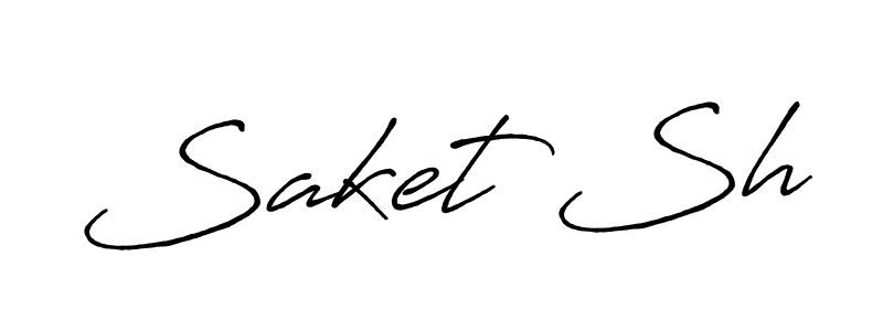 This is the best signature style for the Saket Sh name. Also you like these signature font (Antro_Vectra_Bolder). Mix name signature. Saket Sh signature style 7 images and pictures png