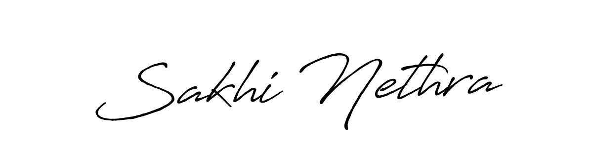 How to make Sakhi Nethra name signature. Use Antro_Vectra_Bolder style for creating short signs online. This is the latest handwritten sign. Sakhi Nethra signature style 7 images and pictures png