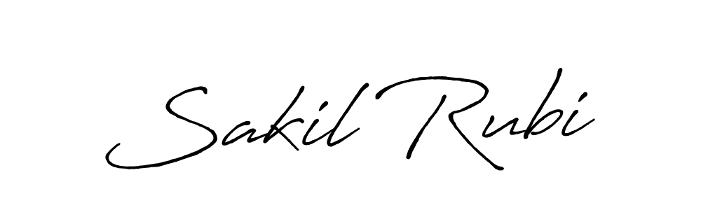 How to make Sakil Rubi name signature. Use Antro_Vectra_Bolder style for creating short signs online. This is the latest handwritten sign. Sakil Rubi signature style 7 images and pictures png