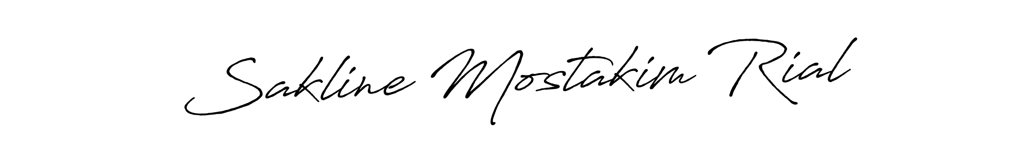 Make a beautiful signature design for name Sakline Mostakim Rial. With this signature (Antro_Vectra_Bolder) style, you can create a handwritten signature for free. Sakline Mostakim Rial signature style 7 images and pictures png
