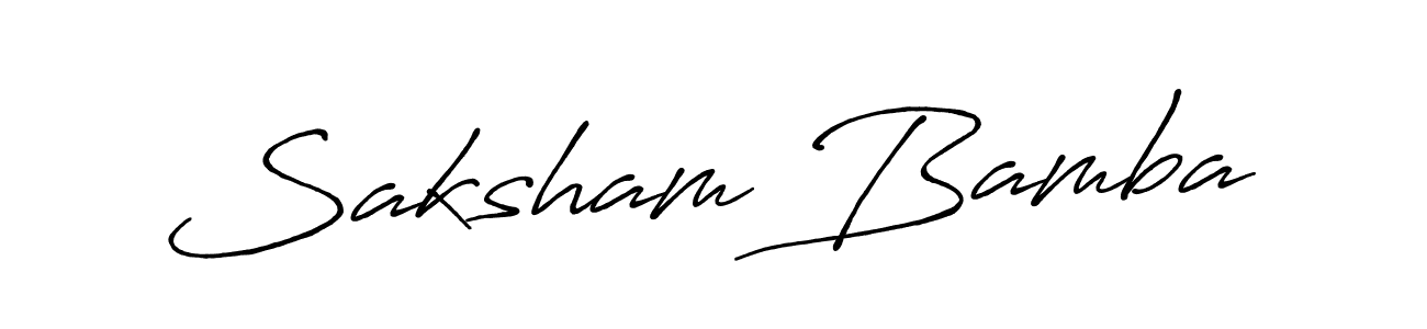 Create a beautiful signature design for name Saksham Bamba. With this signature (Antro_Vectra_Bolder) fonts, you can make a handwritten signature for free. Saksham Bamba signature style 7 images and pictures png