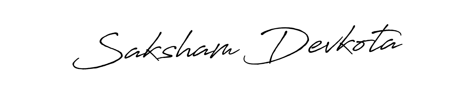 It looks lik you need a new signature style for name Saksham Devkota. Design unique handwritten (Antro_Vectra_Bolder) signature with our free signature maker in just a few clicks. Saksham Devkota signature style 7 images and pictures png