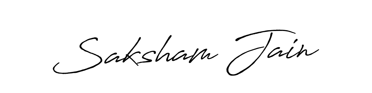 How to make Saksham Jain name signature. Use Antro_Vectra_Bolder style for creating short signs online. This is the latest handwritten sign. Saksham Jain signature style 7 images and pictures png