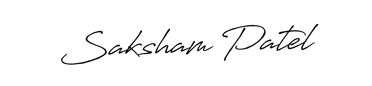 Make a beautiful signature design for name Saksham Patel. With this signature (Antro_Vectra_Bolder) style, you can create a handwritten signature for free. Saksham Patel signature style 7 images and pictures png