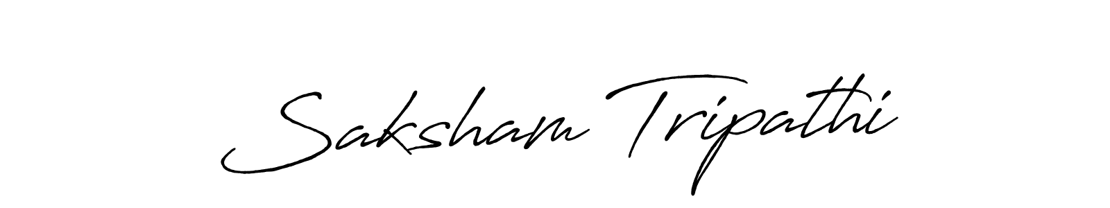 Create a beautiful signature design for name Saksham Tripathi. With this signature (Antro_Vectra_Bolder) fonts, you can make a handwritten signature for free. Saksham Tripathi signature style 7 images and pictures png