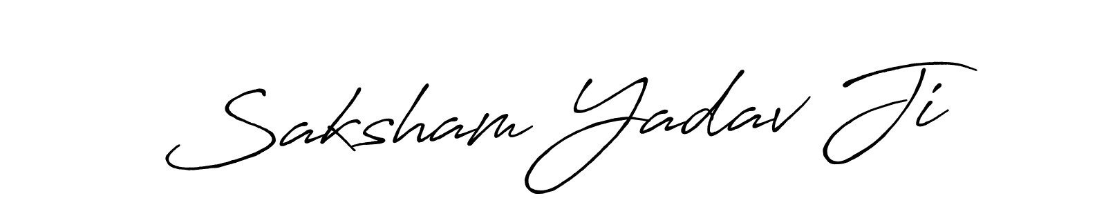 Create a beautiful signature design for name Saksham Yadav Ji. With this signature (Antro_Vectra_Bolder) fonts, you can make a handwritten signature for free. Saksham Yadav Ji signature style 7 images and pictures png