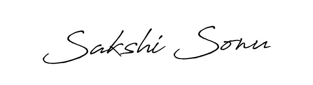 How to make Sakshi Sonu name signature. Use Antro_Vectra_Bolder style for creating short signs online. This is the latest handwritten sign. Sakshi Sonu signature style 7 images and pictures png