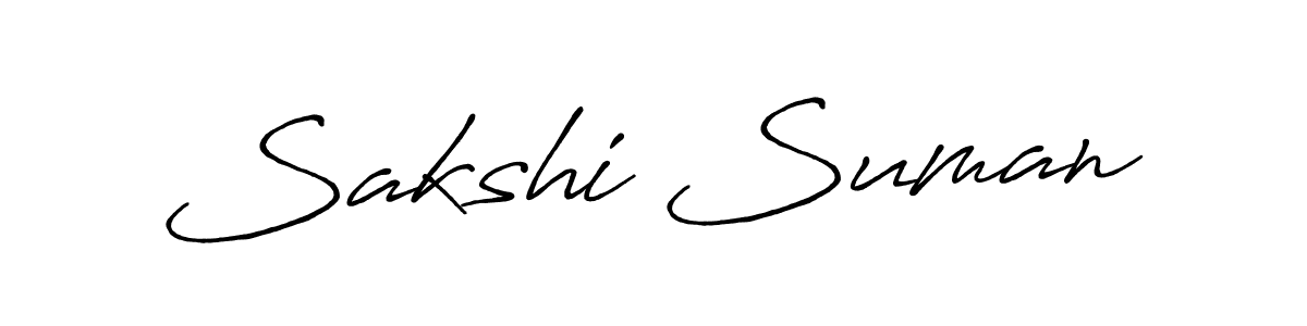 Sakshi Suman stylish signature style. Best Handwritten Sign (Antro_Vectra_Bolder) for my name. Handwritten Signature Collection Ideas for my name Sakshi Suman. Sakshi Suman signature style 7 images and pictures png