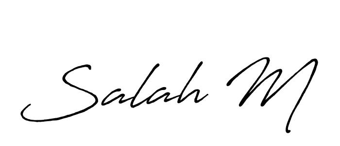 How to make Salah M name signature. Use Antro_Vectra_Bolder style for creating short signs online. This is the latest handwritten sign. Salah M signature style 7 images and pictures png