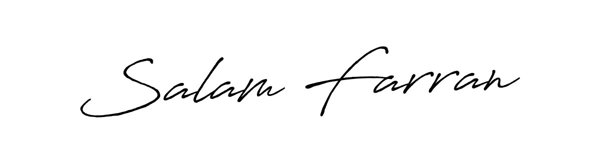 Create a beautiful signature design for name Salam Farran. With this signature (Antro_Vectra_Bolder) fonts, you can make a handwritten signature for free. Salam Farran signature style 7 images and pictures png