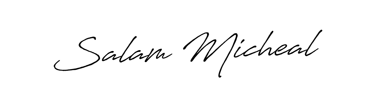 Also we have Salam Micheal name is the best signature style. Create professional handwritten signature collection using Antro_Vectra_Bolder autograph style. Salam Micheal signature style 7 images and pictures png