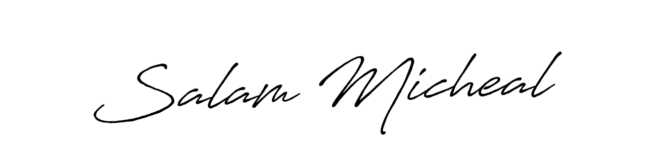 Similarly Antro_Vectra_Bolder is the best handwritten signature design. Signature creator online .You can use it as an online autograph creator for name Salam Micheal. Salam Micheal signature style 7 images and pictures png