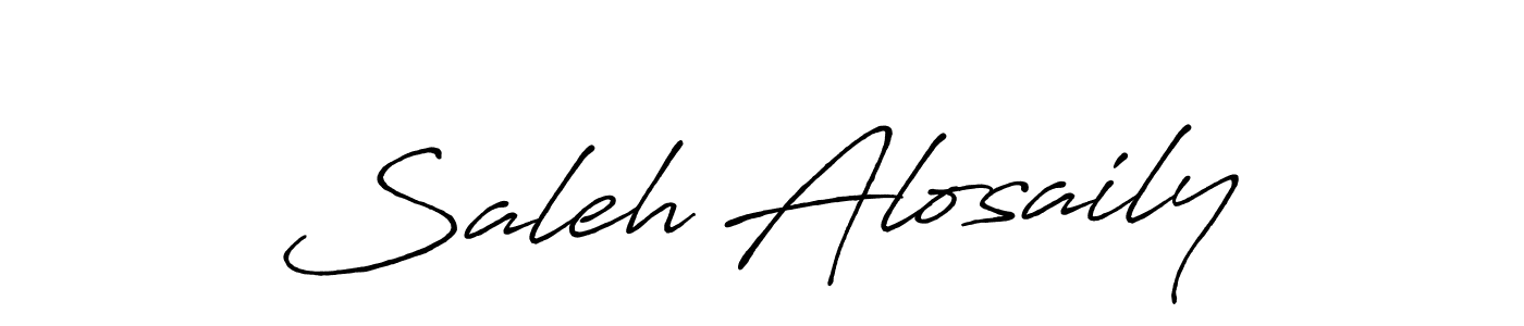 Create a beautiful signature design for name Saleh Alosaily. With this signature (Antro_Vectra_Bolder) fonts, you can make a handwritten signature for free. Saleh Alosaily signature style 7 images and pictures png