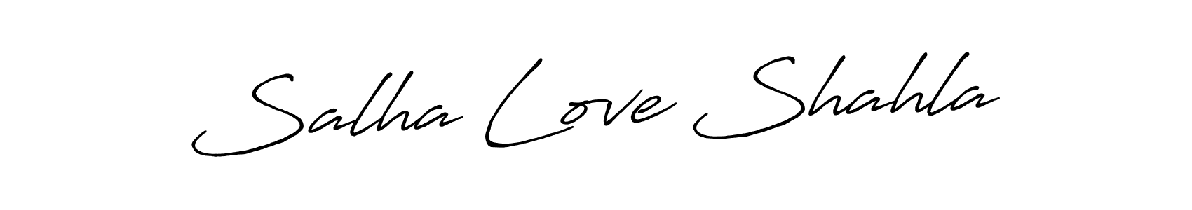 How to make Salha Love Shahla name signature. Use Antro_Vectra_Bolder style for creating short signs online. This is the latest handwritten sign. Salha Love Shahla signature style 7 images and pictures png