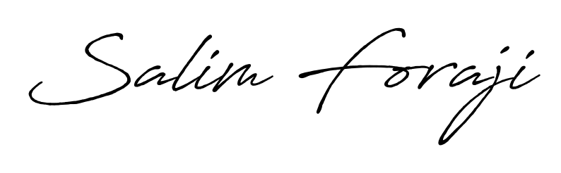 The Antro_Vectra_Bolder handwriting style adds charm and authenticity to name Salim Foraji. A wonderful choice for personal thank-you notes. Salim Foraji signature style 7 images and pictures png