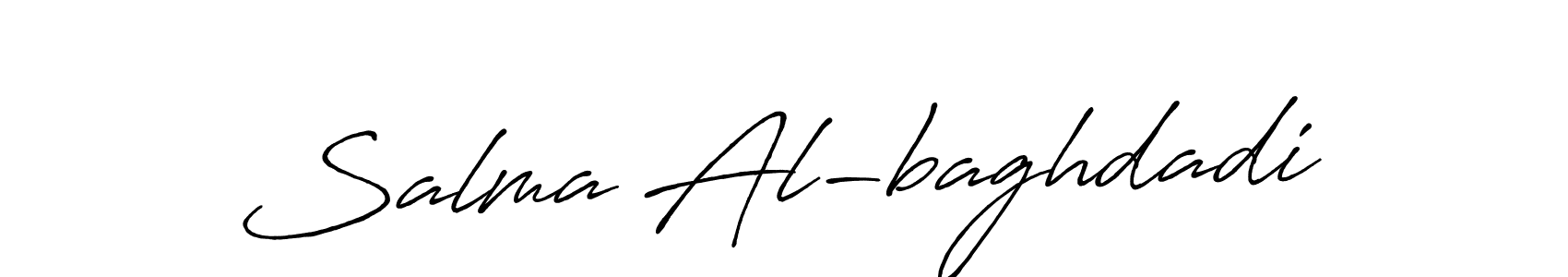 Make a beautiful signature design for name Salma Al-baghdadi. With this signature (Antro_Vectra_Bolder) style, you can create a handwritten signature for free. Salma Al-baghdadi signature style 7 images and pictures png