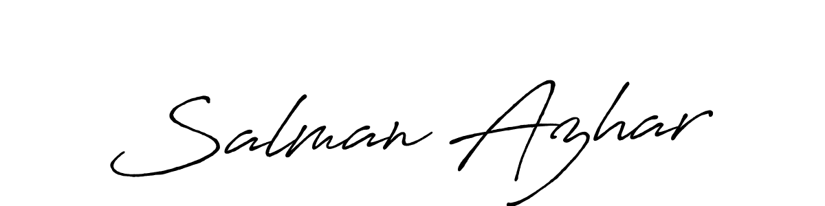 How to make Salman Azhar name signature. Use Antro_Vectra_Bolder style for creating short signs online. This is the latest handwritten sign. Salman Azhar signature style 7 images and pictures png