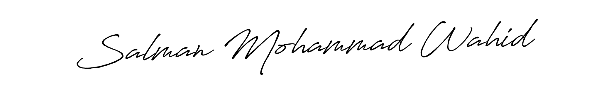 The best way (Antro_Vectra_Bolder) to make a short signature is to pick only two or three words in your name. The name Salman Mohammad Wahid include a total of six letters. For converting this name. Salman Mohammad Wahid signature style 7 images and pictures png