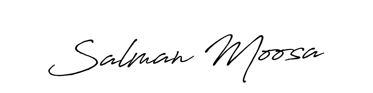 Create a beautiful signature design for name Salman Moosa. With this signature (Antro_Vectra_Bolder) fonts, you can make a handwritten signature for free. Salman Moosa signature style 7 images and pictures png