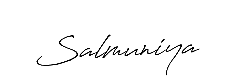 if you are searching for the best signature style for your name Salmuniya. so please give up your signature search. here we have designed multiple signature styles  using Antro_Vectra_Bolder. Salmuniya signature style 7 images and pictures png