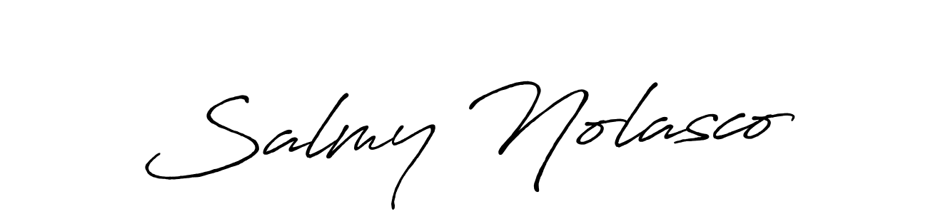 Antro_Vectra_Bolder is a professional signature style that is perfect for those who want to add a touch of class to their signature. It is also a great choice for those who want to make their signature more unique. Get Salmy Nolasco name to fancy signature for free. Salmy Nolasco signature style 7 images and pictures png