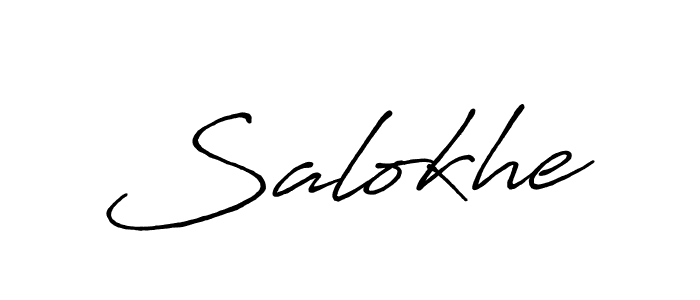 Use a signature maker to create a handwritten signature online. With this signature software, you can design (Antro_Vectra_Bolder) your own signature for name Salokhe. Salokhe signature style 7 images and pictures png