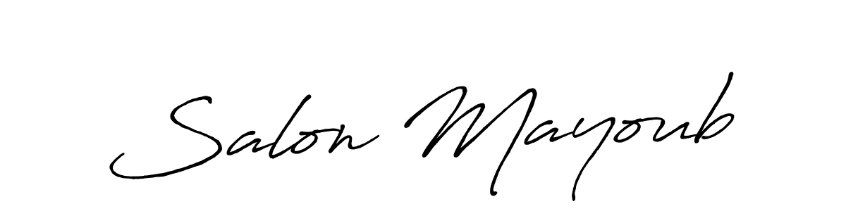 How to make Salon Mayoub signature? Antro_Vectra_Bolder is a professional autograph style. Create handwritten signature for Salon Mayoub name. Salon Mayoub signature style 7 images and pictures png