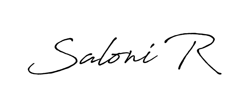 The best way (Antro_Vectra_Bolder) to make a short signature is to pick only two or three words in your name. The name Saloni R include a total of six letters. For converting this name. Saloni R signature style 7 images and pictures png