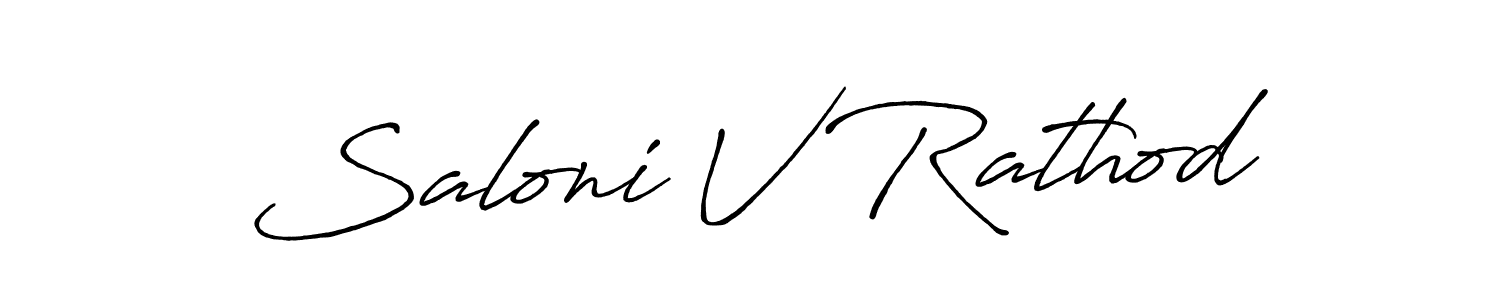 How to make Saloni V Rathod name signature. Use Antro_Vectra_Bolder style for creating short signs online. This is the latest handwritten sign. Saloni V Rathod signature style 7 images and pictures png