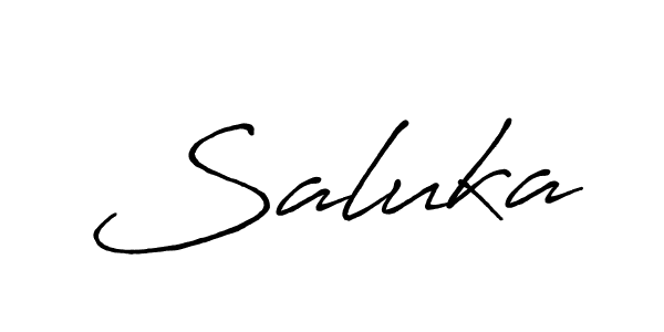 You should practise on your own different ways (Antro_Vectra_Bolder) to write your name (Saluka) in signature. don't let someone else do it for you. Saluka signature style 7 images and pictures png