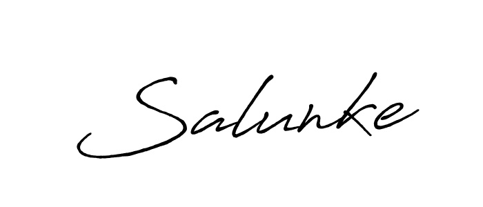 Create a beautiful signature design for name Salunke. With this signature (Antro_Vectra_Bolder) fonts, you can make a handwritten signature for free. Salunke signature style 7 images and pictures png