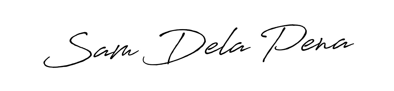 Make a beautiful signature design for name Sam Dela Pena. With this signature (Antro_Vectra_Bolder) style, you can create a handwritten signature for free. Sam Dela Pena signature style 7 images and pictures png