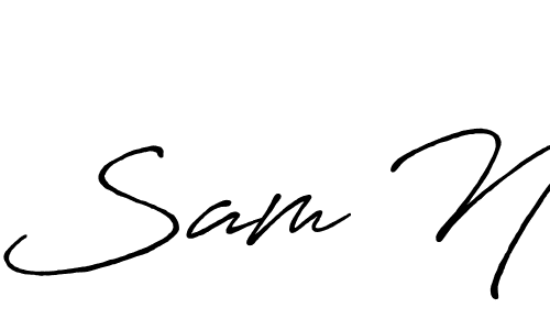 How to make Sam N name signature. Use Antro_Vectra_Bolder style for creating short signs online. This is the latest handwritten sign. Sam N signature style 7 images and pictures png