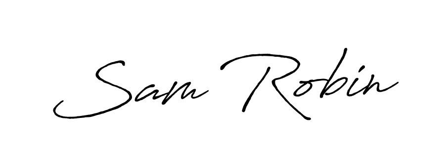 How to make Sam Robin name signature. Use Antro_Vectra_Bolder style for creating short signs online. This is the latest handwritten sign. Sam Robin signature style 7 images and pictures png